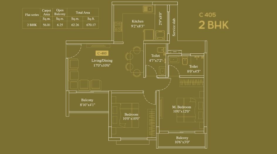 legacy-Milestone-Floor-Plan-C-Wing-2 BHK-670 Sqft